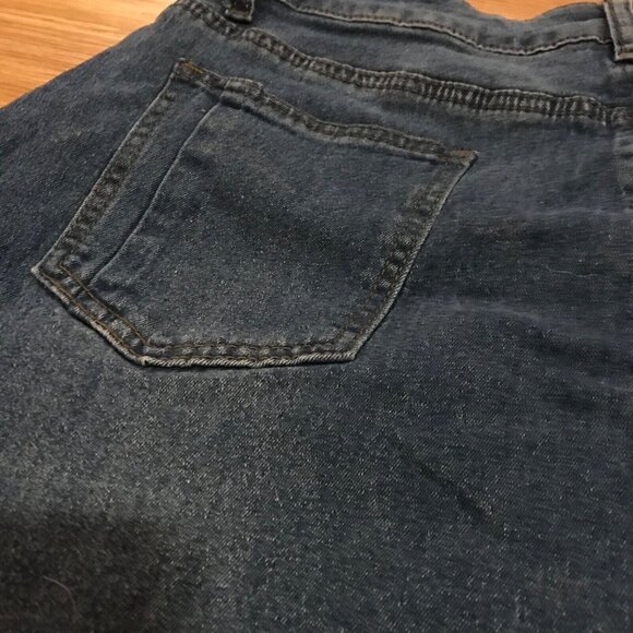 Allegra Denim Midi Skirt Size Large With Frayed Hem & Snap Button Detail - Picture 10 of 14